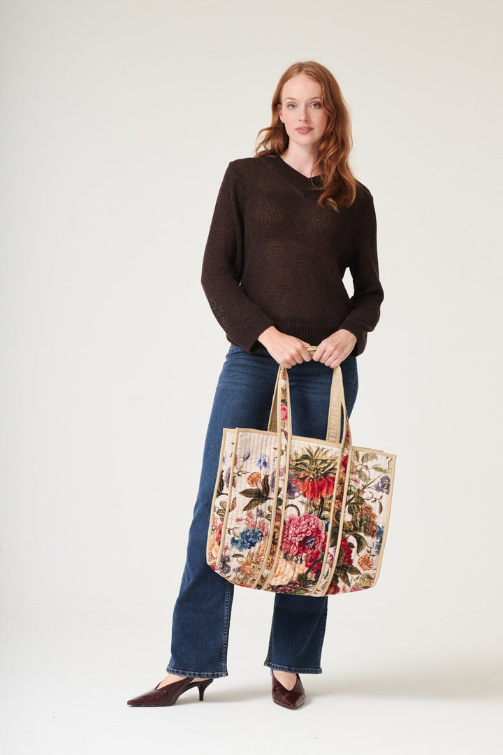 Primula Stone Large Velvet Tote Bag