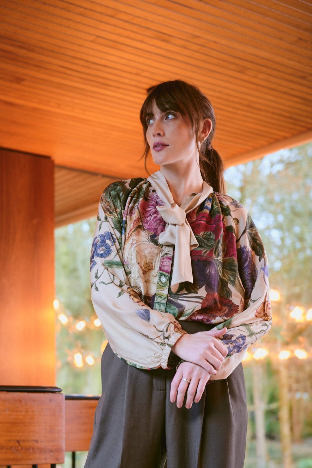 Primula Stone PussyBow Blouse