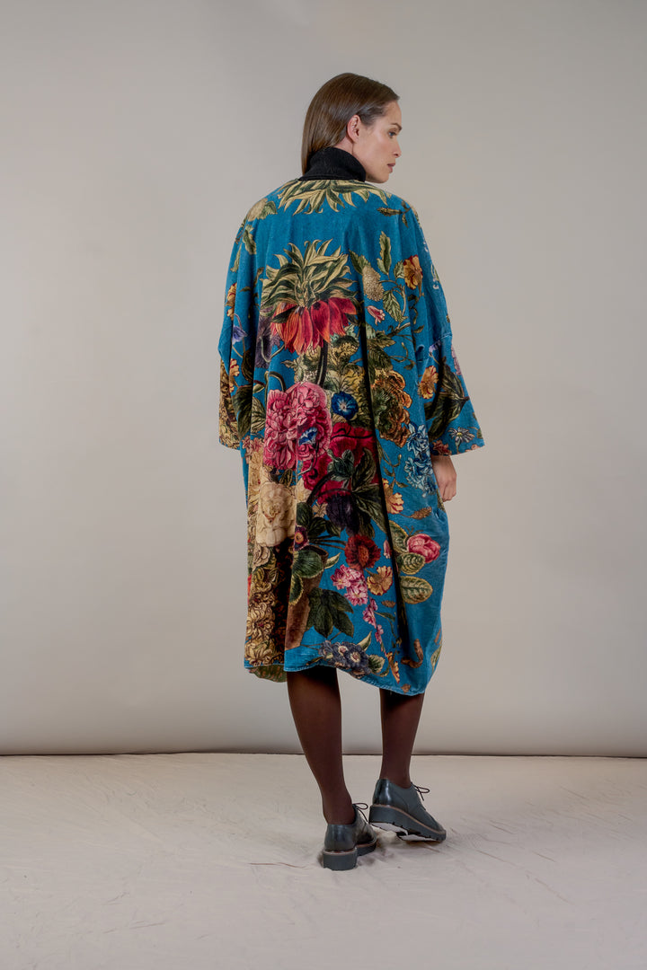 Primula Teal Velvet Grande Kimono