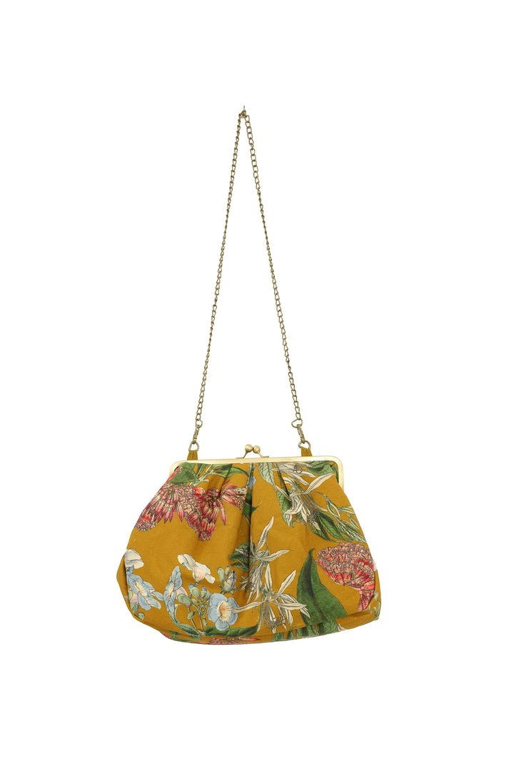 Rhodoleia Gold Kiss Lock Clutch Bag