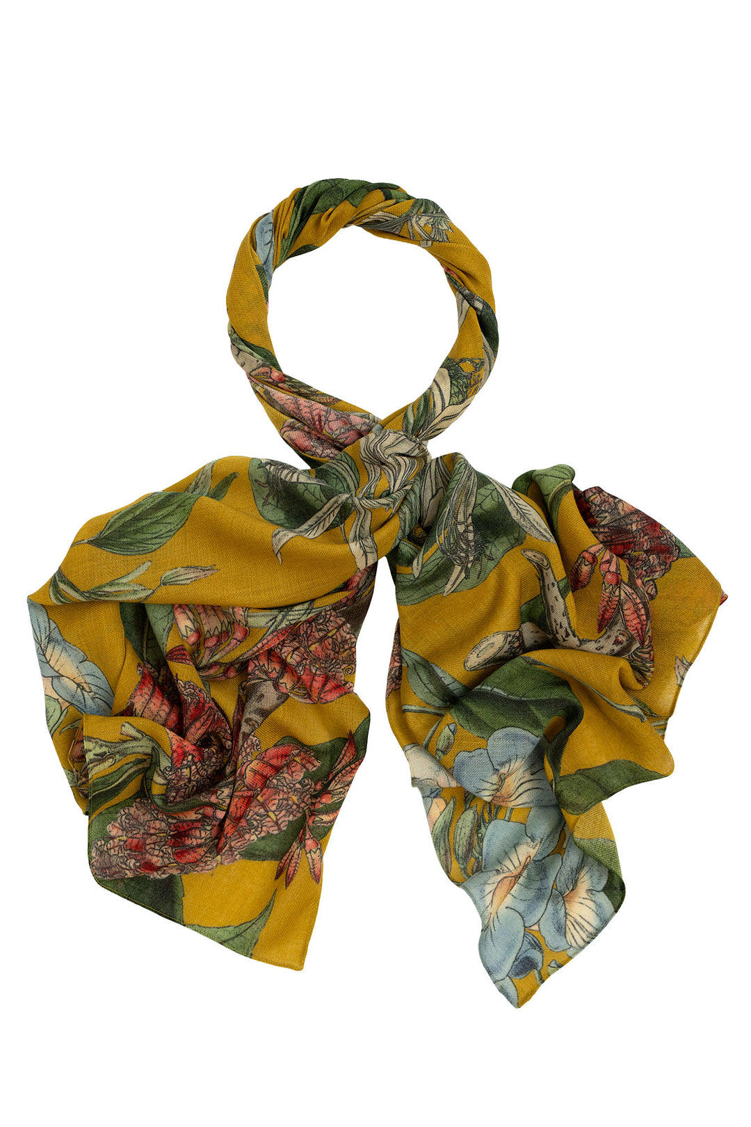 Rhodoleia Gold Wool Scarf