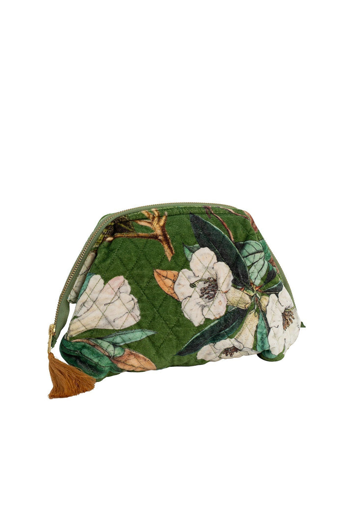 Rhodoleia Green Velvet Pouch