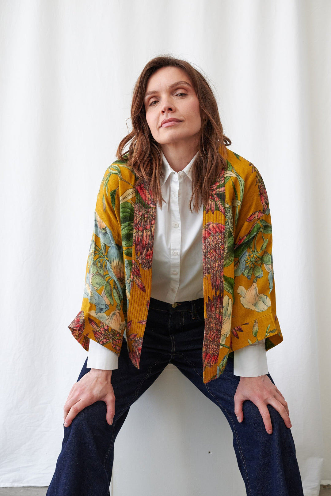Rhodoleia Gold Wool Kimono