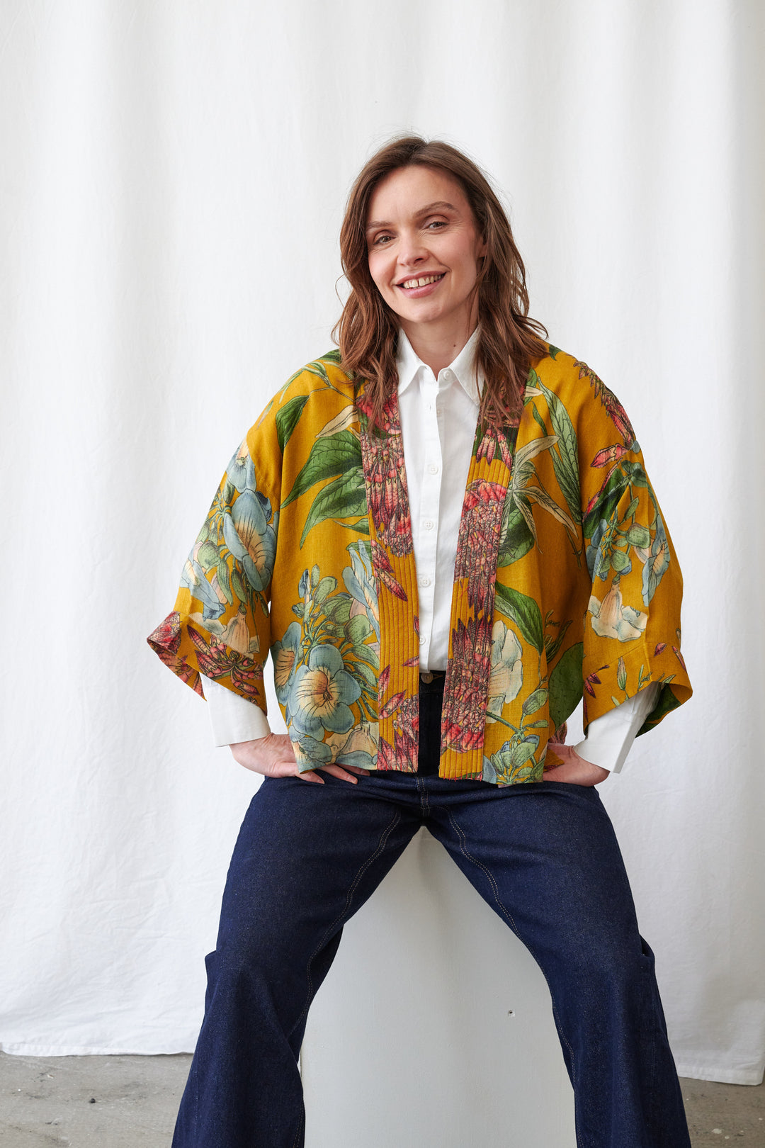 Rhodoleia Gold Wool Kimono