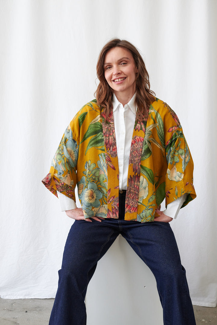 Rhodoleia Gold Wool Kimono