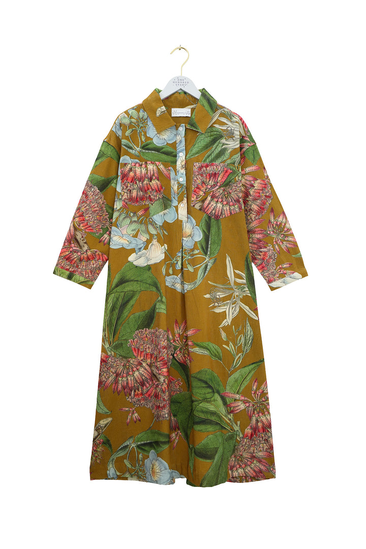 Rhodoleia Gold Pocket Dress