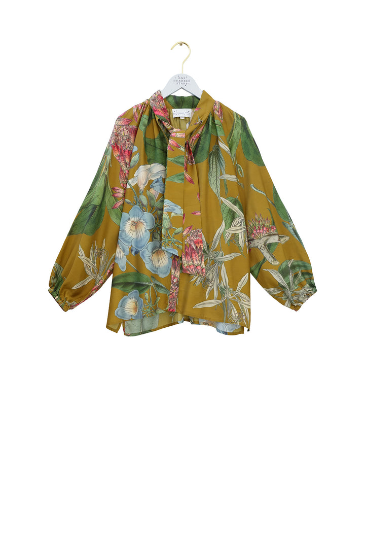Rhodoleia Gold Pussybow Blouse