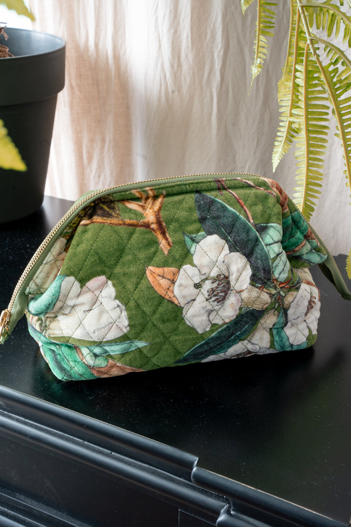 Rhodoleia Green Velvet Pouch