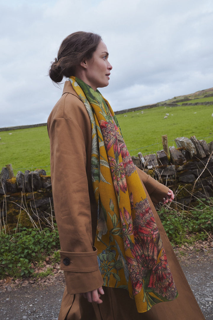 Rhodoleia Gold Wool Scarf