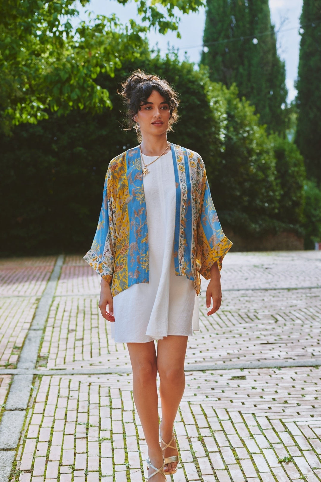 gold standard multicolored kimono dress One Hundred Stars X Kew Gardens Kimono Iris Blue Armed & Gorgeous