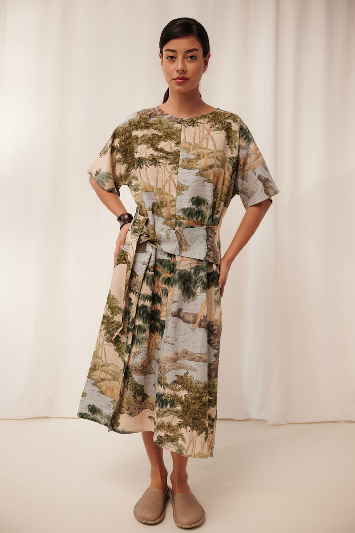 Rivers and Trees Natural Obi Dress
