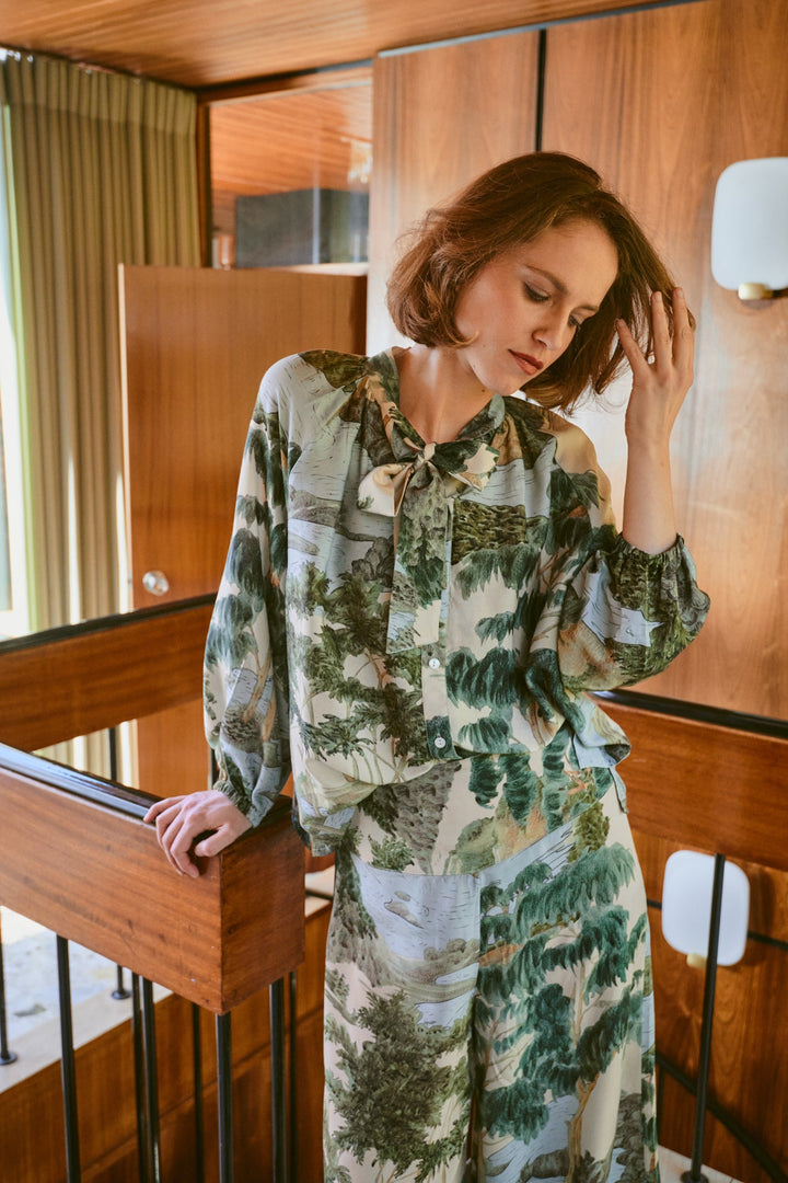 Rivers and Trees Natural PussyBow Blouse