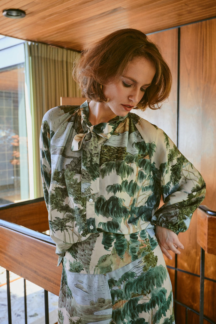 Rivers and Trees Natural PussyBow Blouse