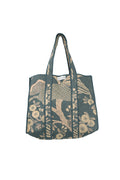 Rosa Blue Canvas Quilted Tote Bag