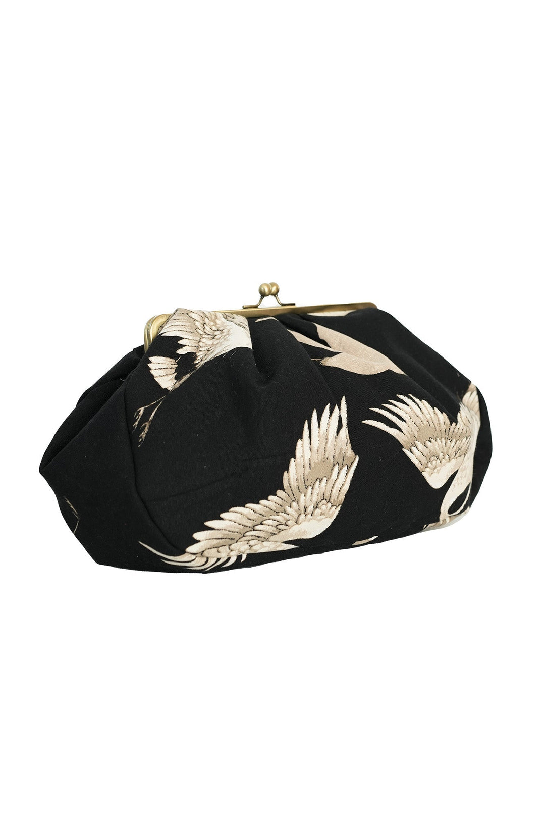 Stork Black Kiss Lock Clutch Bag