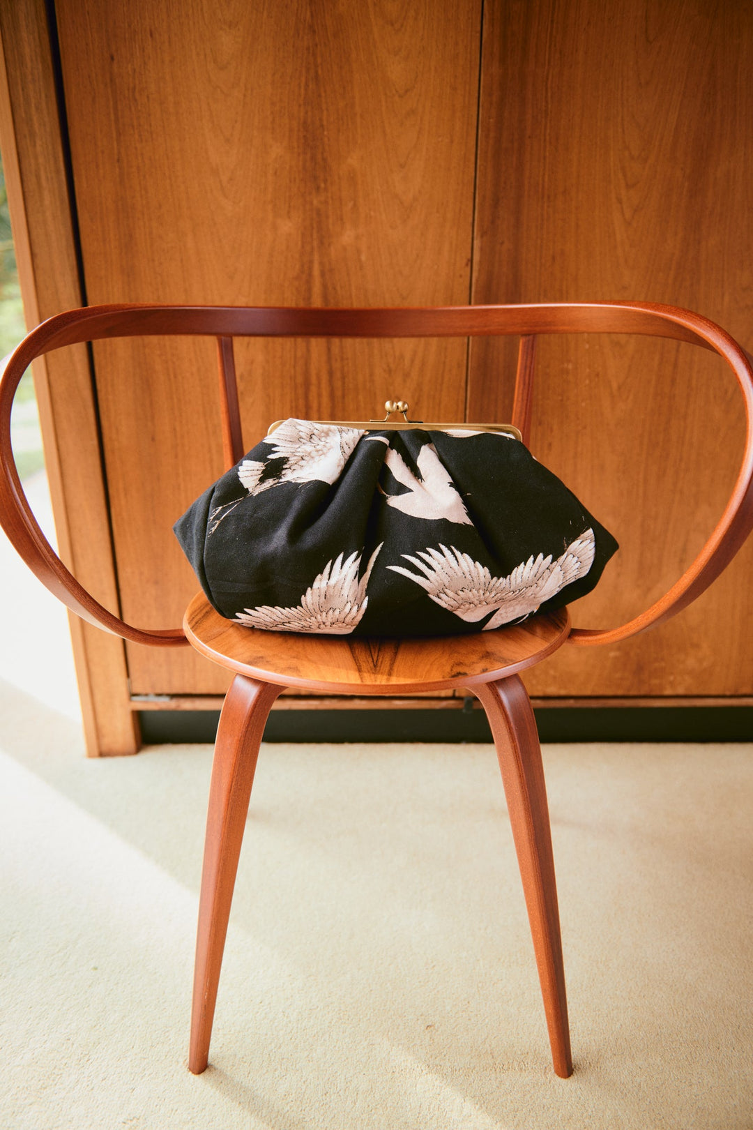 Stork Black Kiss Lock Clutch Bag