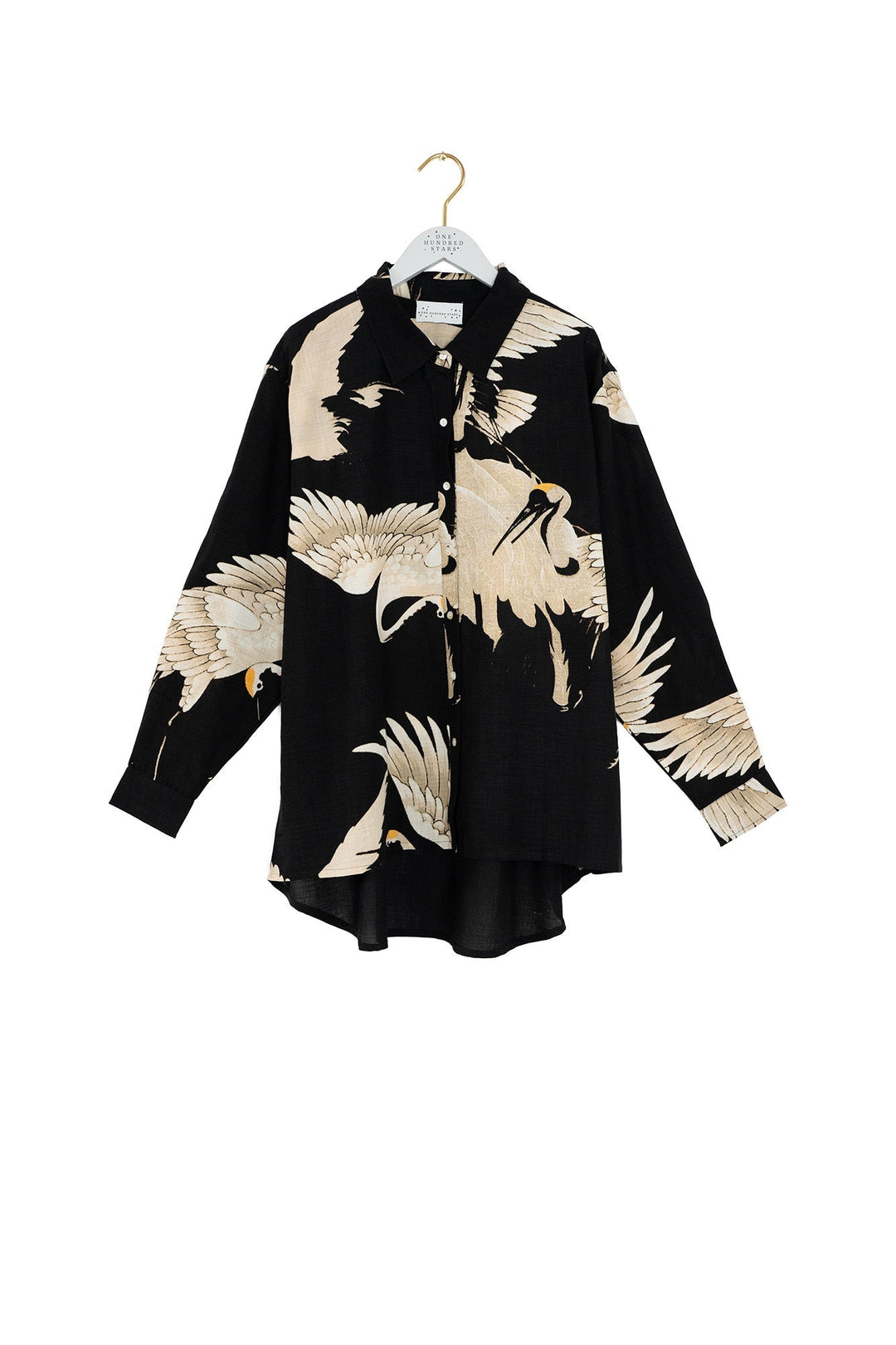 Stork Black Oversized Shirt - One Hundred Stars
