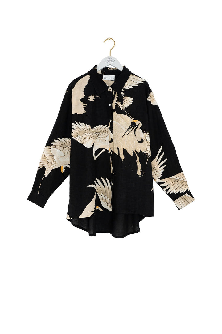 Stork Black Oversized Shirt - One Hundred Stars