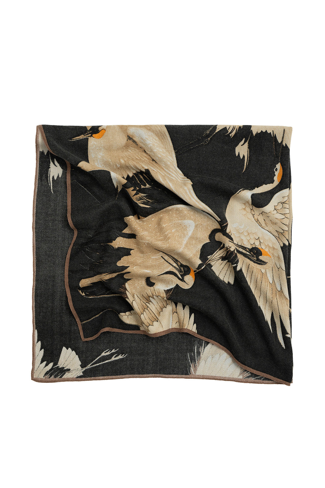 Stork Black Square Wool Scarf