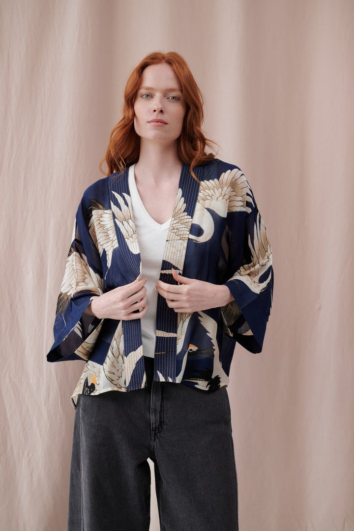 Stork Navy Kimono