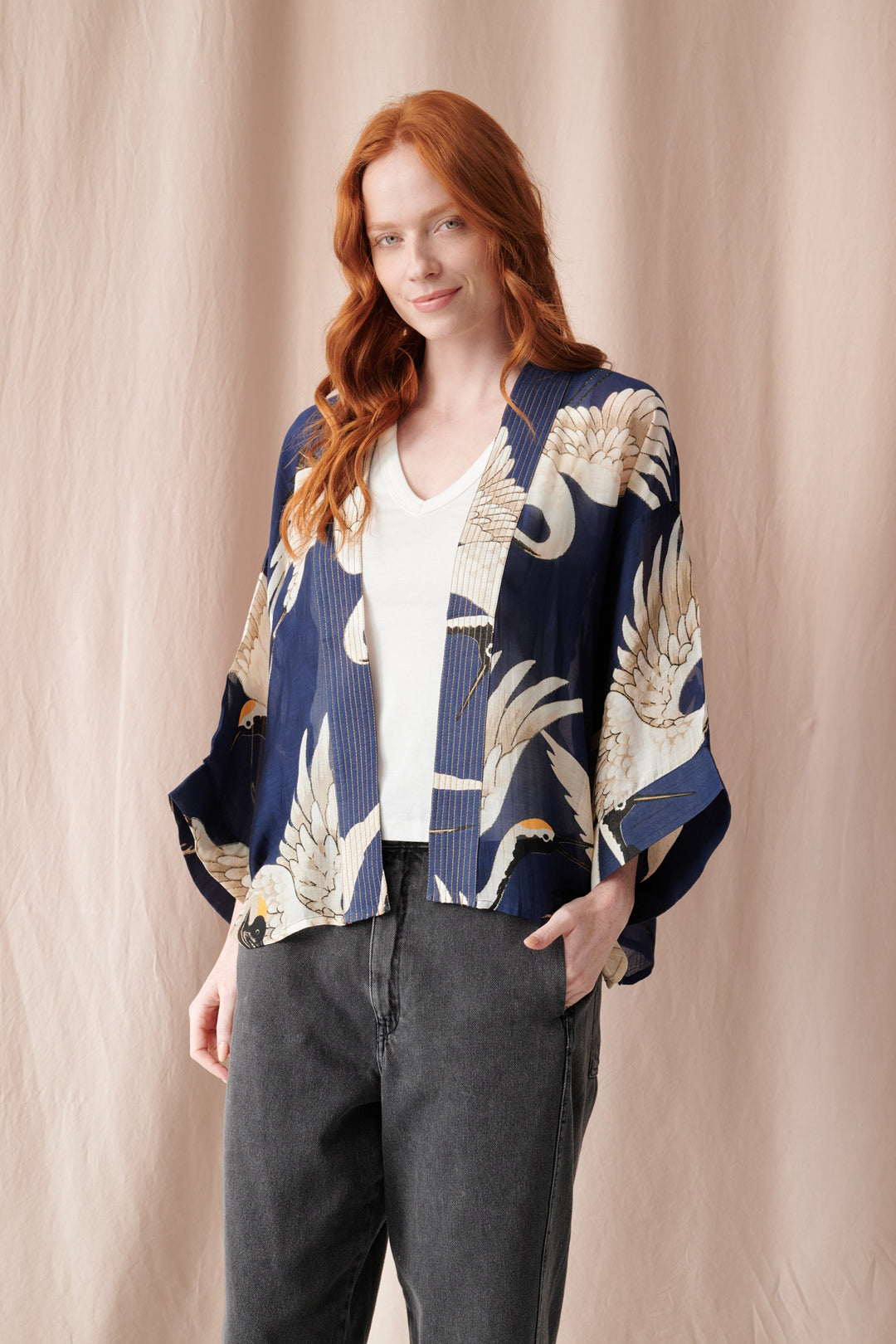 Stork Navy Kimono