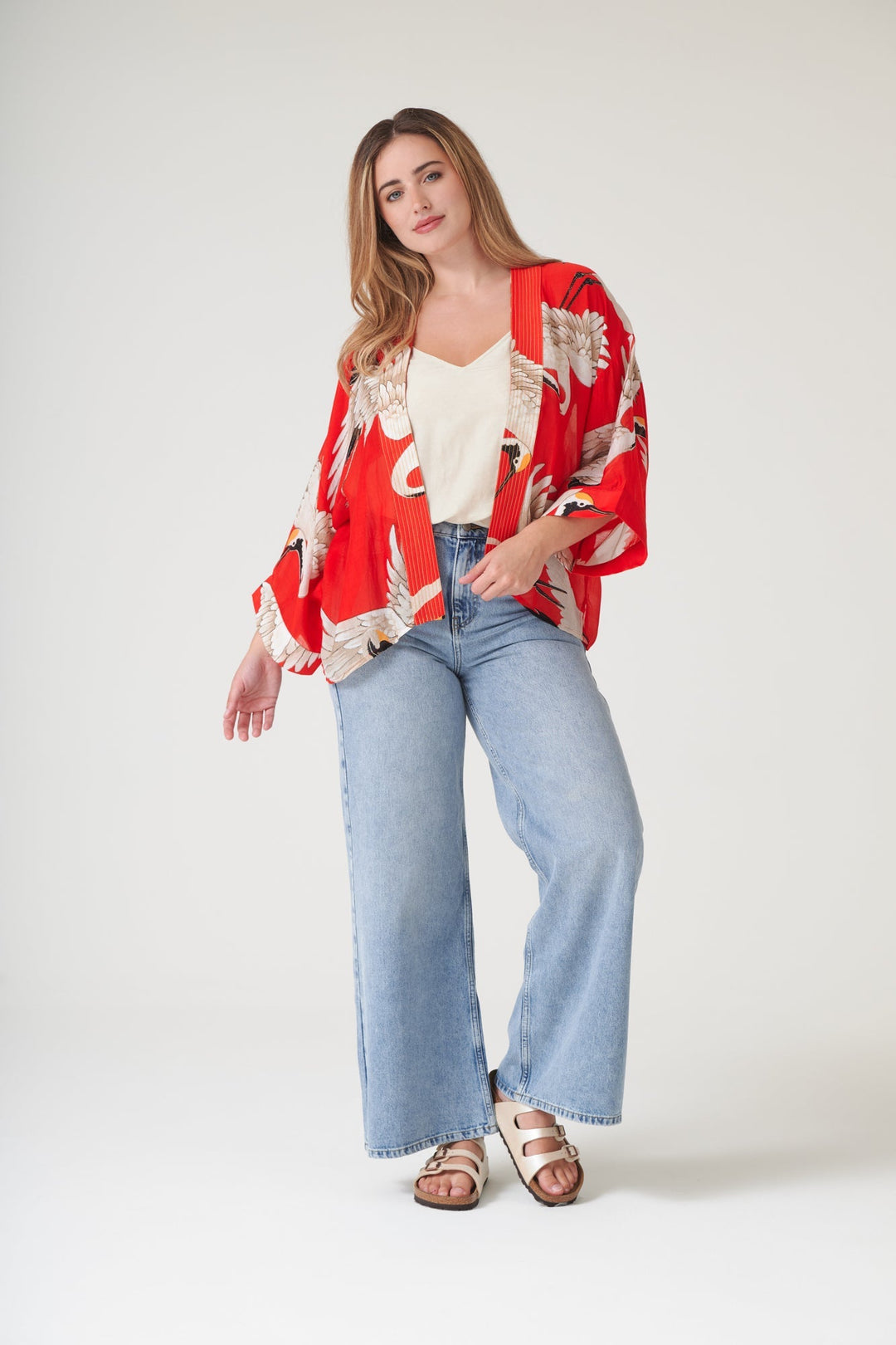 Stork Scarlet Kimono - One Hundred Stars