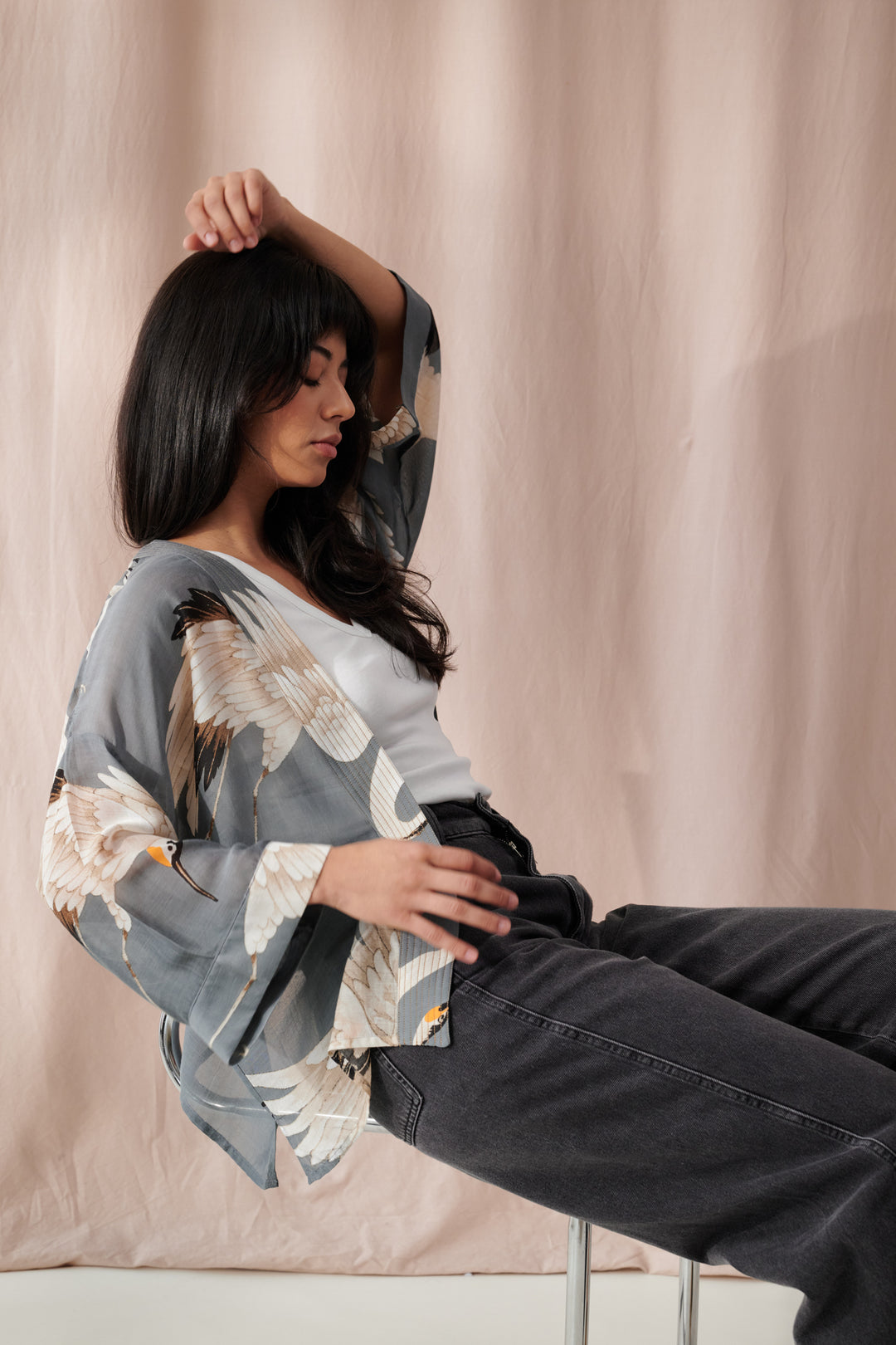 Stork Slate Kimono