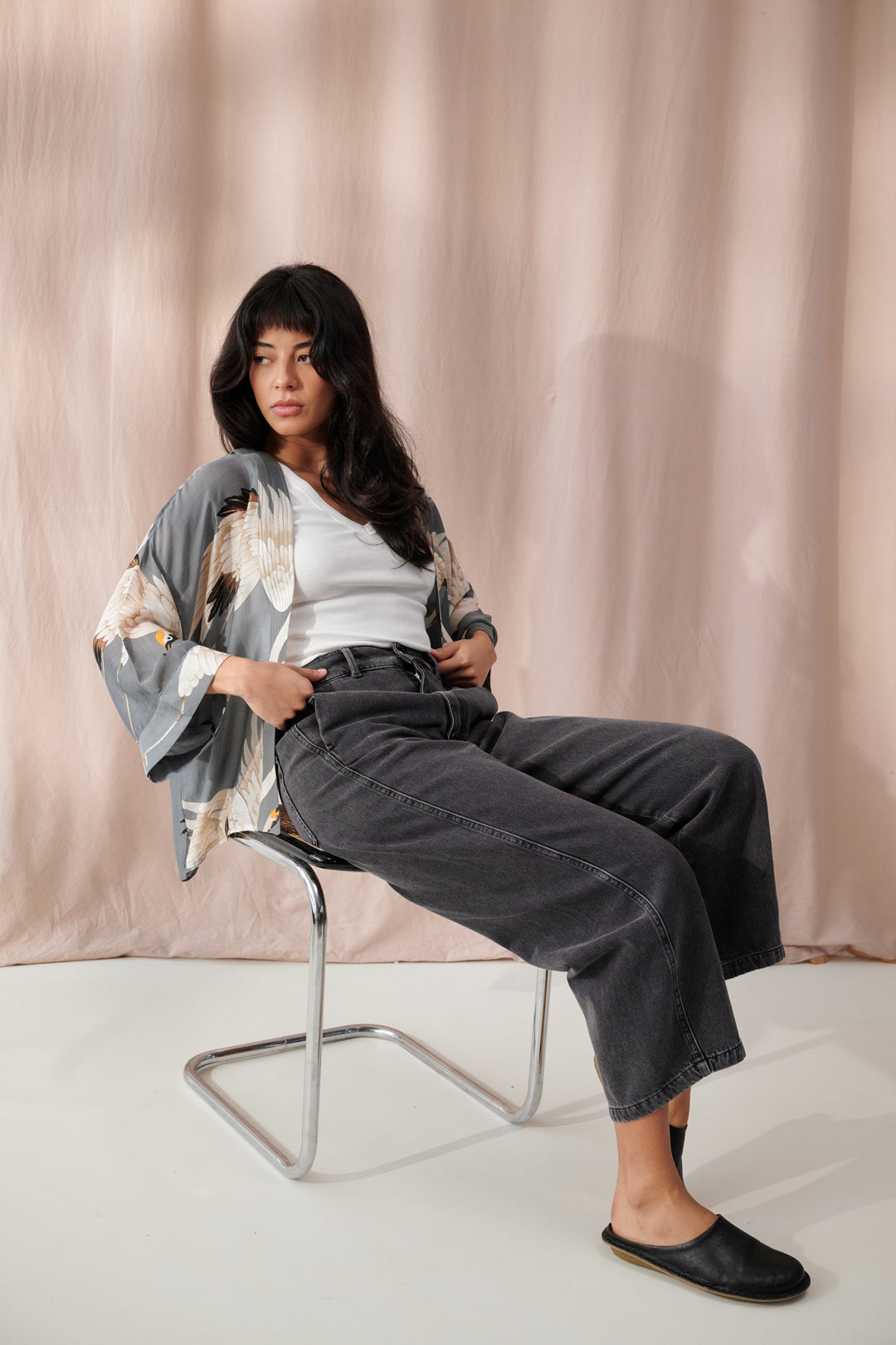 Stork Slate Kimono