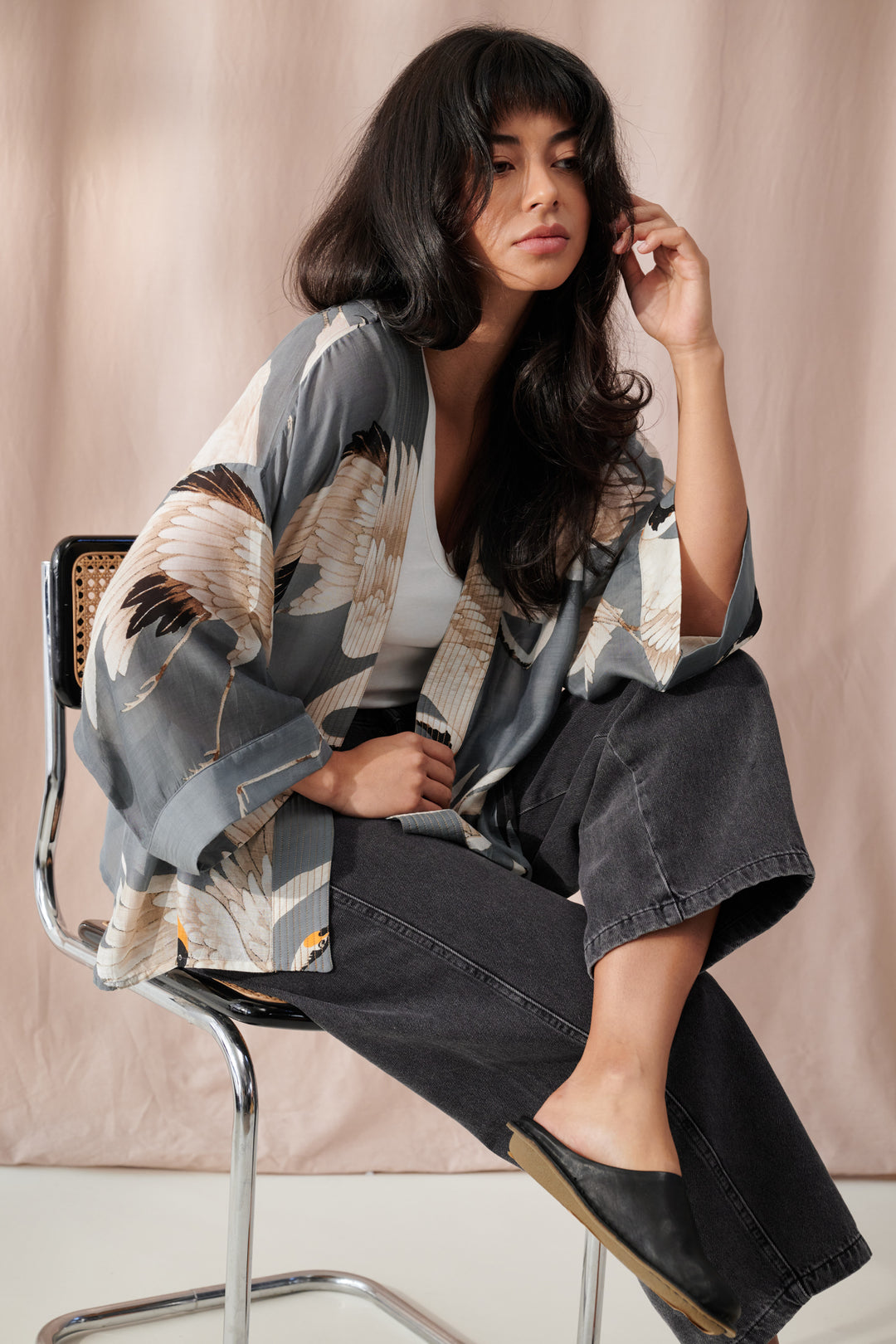 Stork Slate Kimono