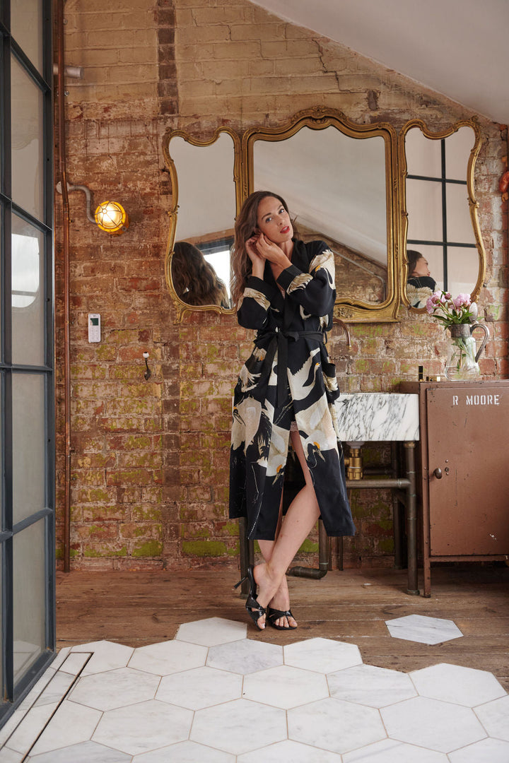Stork Black Heavy Modal Gown
