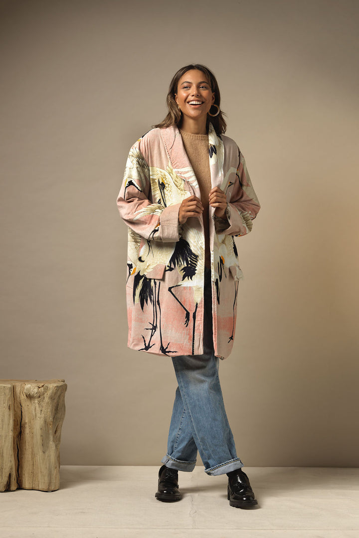 Stork Pink Velvet Boyfriend Jacket