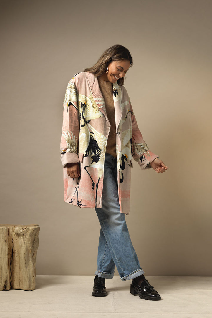 Stork Pink Velvet Boyfriend Jacket