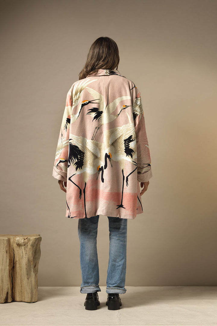 Stork Pink Velvet Boyfriend Jacket