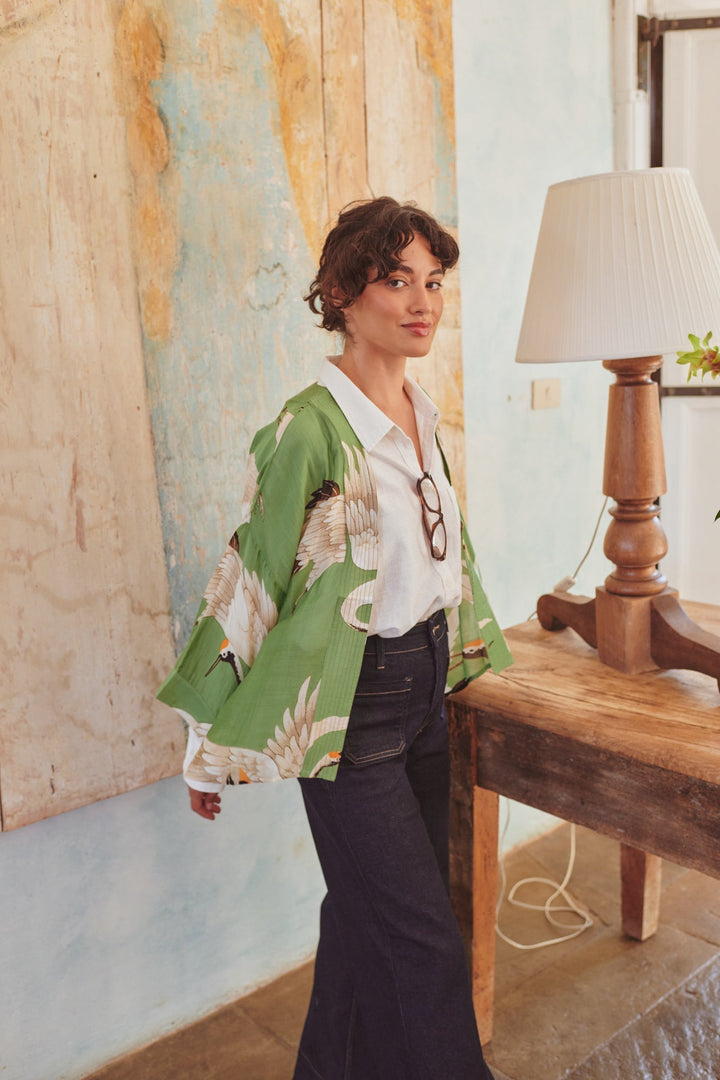 Stork Pea Green Kimono