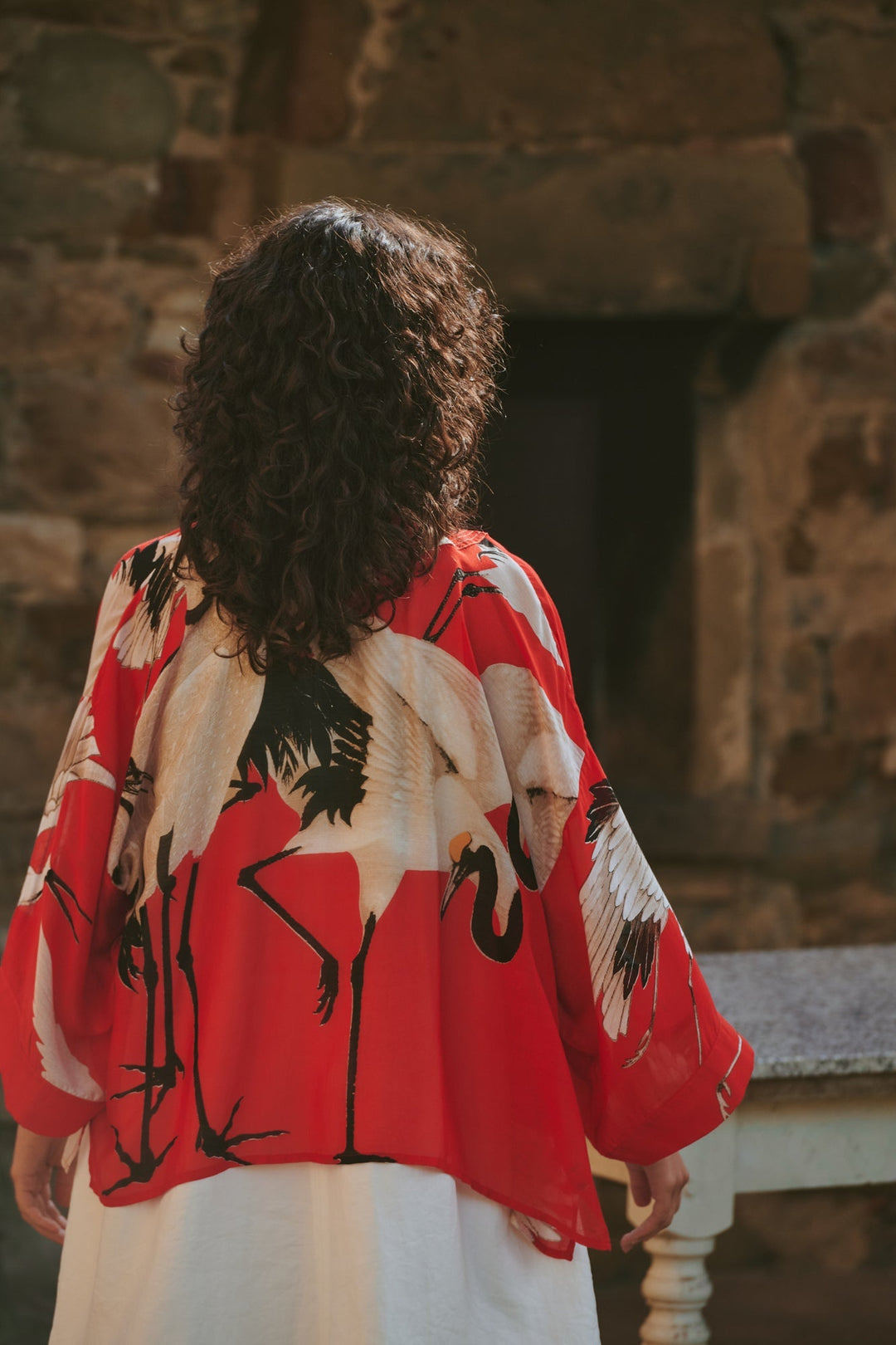 Stork Scarlet Kimono - One Hundred Stars