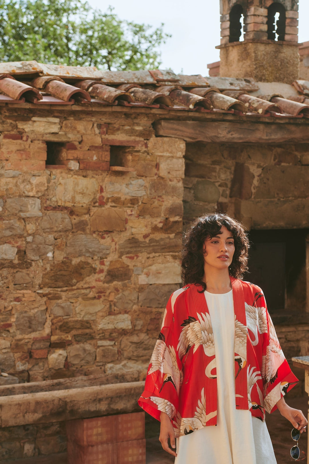 Stork Scarlet Kimono - One Hundred Stars