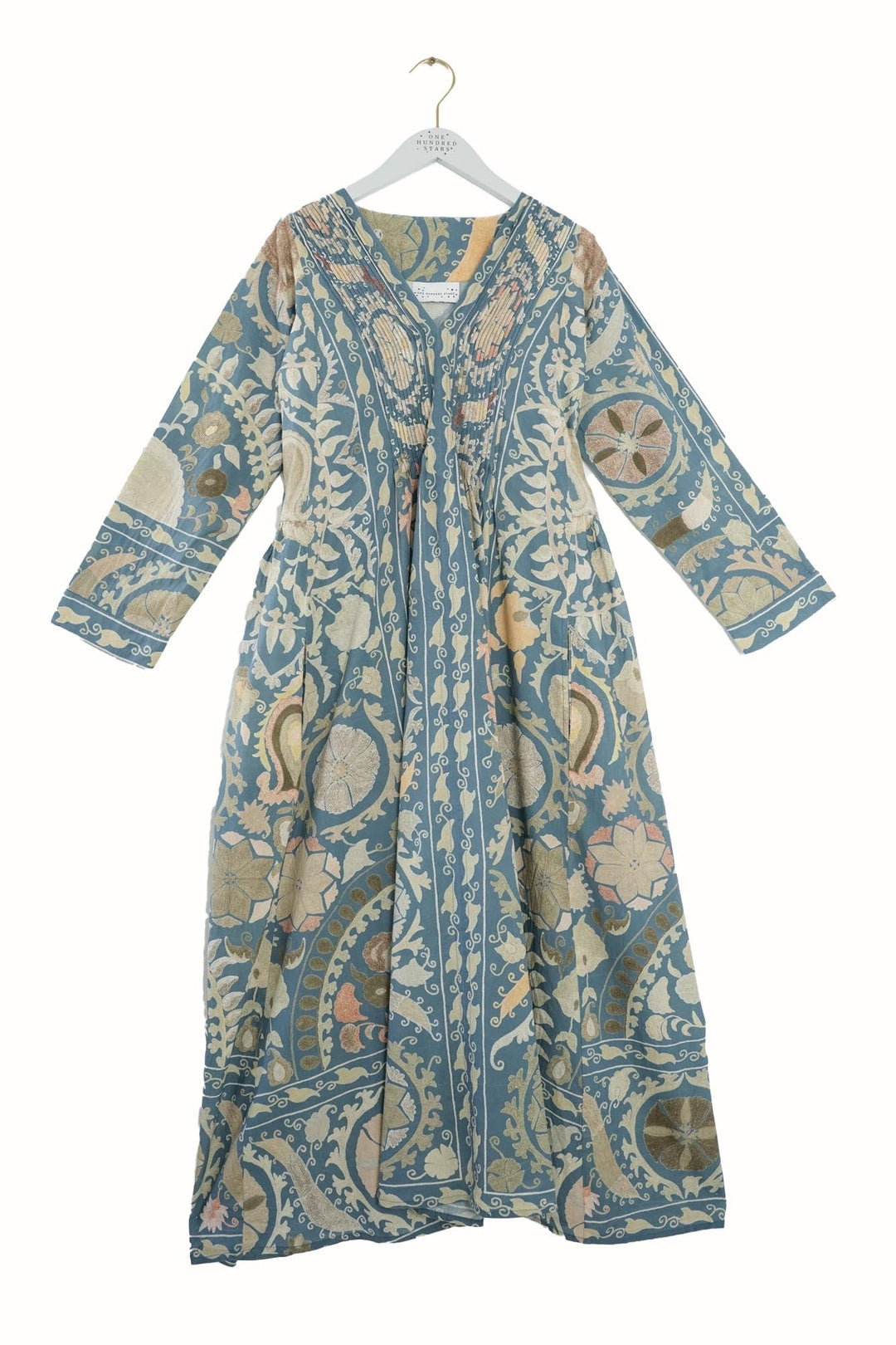 Susani Blue Pinch Pleat Dress