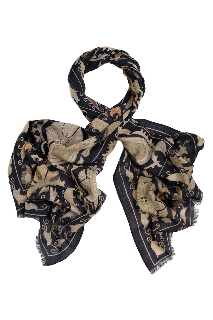 Susani Charcoal Wool Scarf