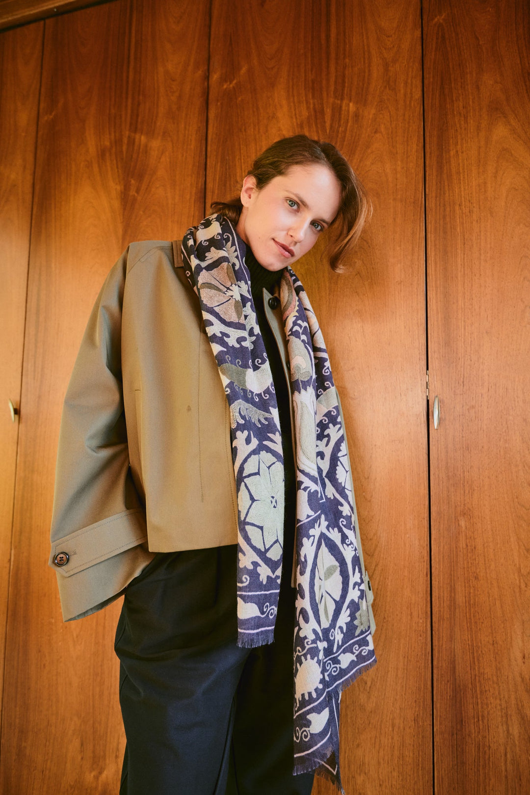 Susani Charcoal Wool Scarf
