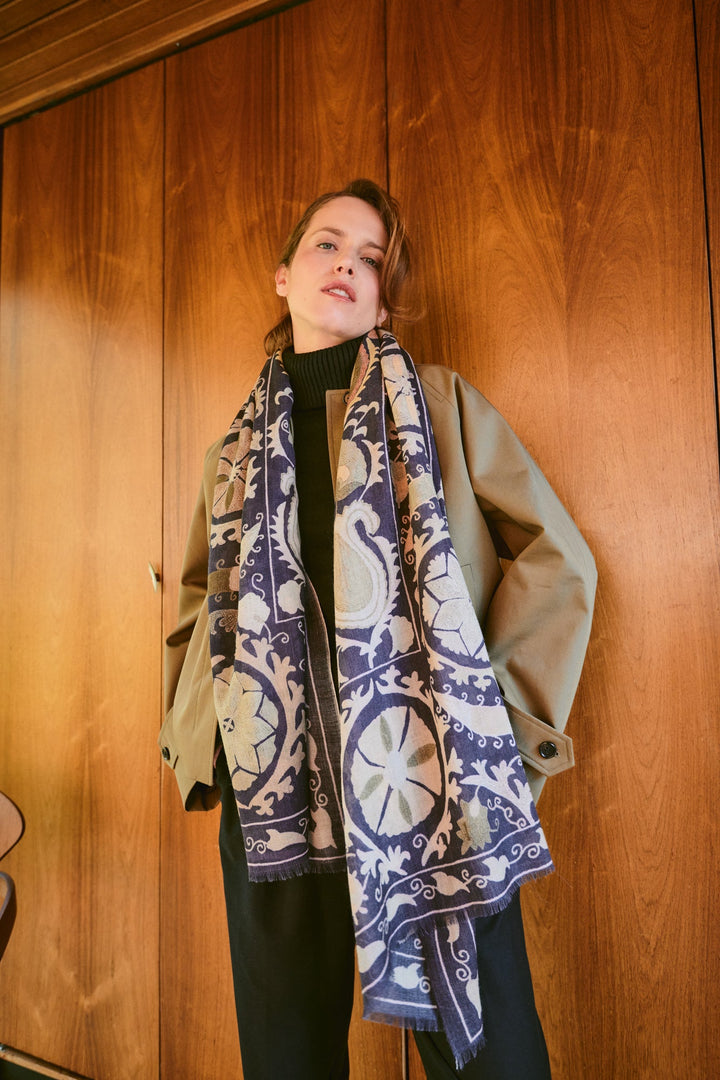 Susani Charcoal Wool Scarf