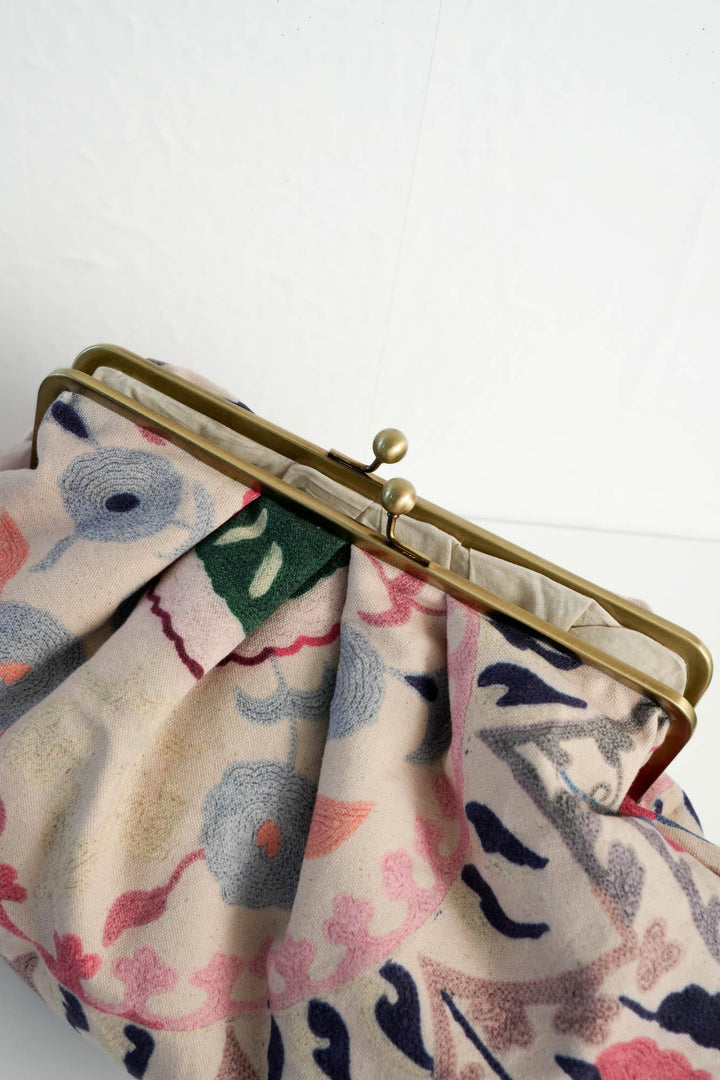 Susani Pink Kiss Lock Clutch Bag