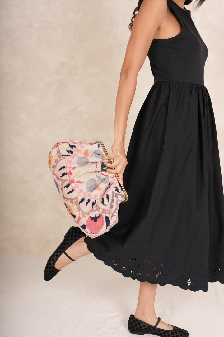 Susani Pink Kiss Lock Clutch Bag