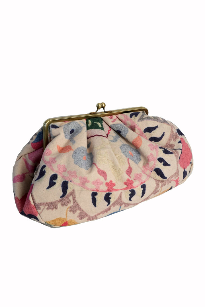 Susani Pink Kiss Lock Clutch Bag