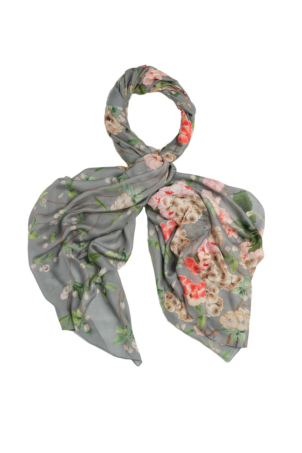 Trailing Blossom Grey Gown