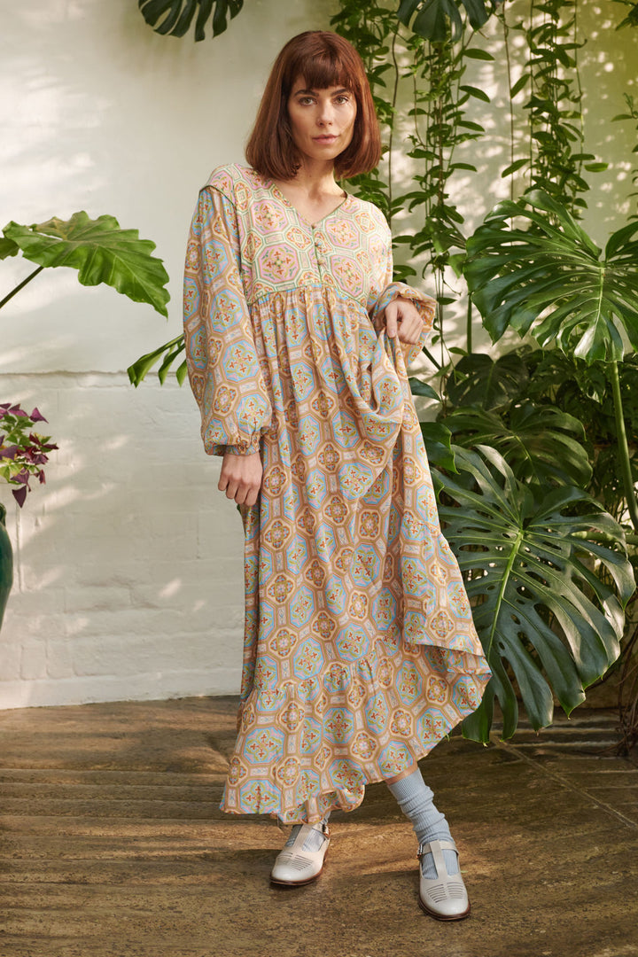 vintage geometric printed boho dress by one hundred stars