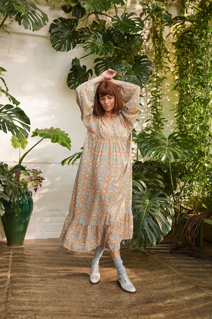 pastel geometric printed summer dress by one hundred stars