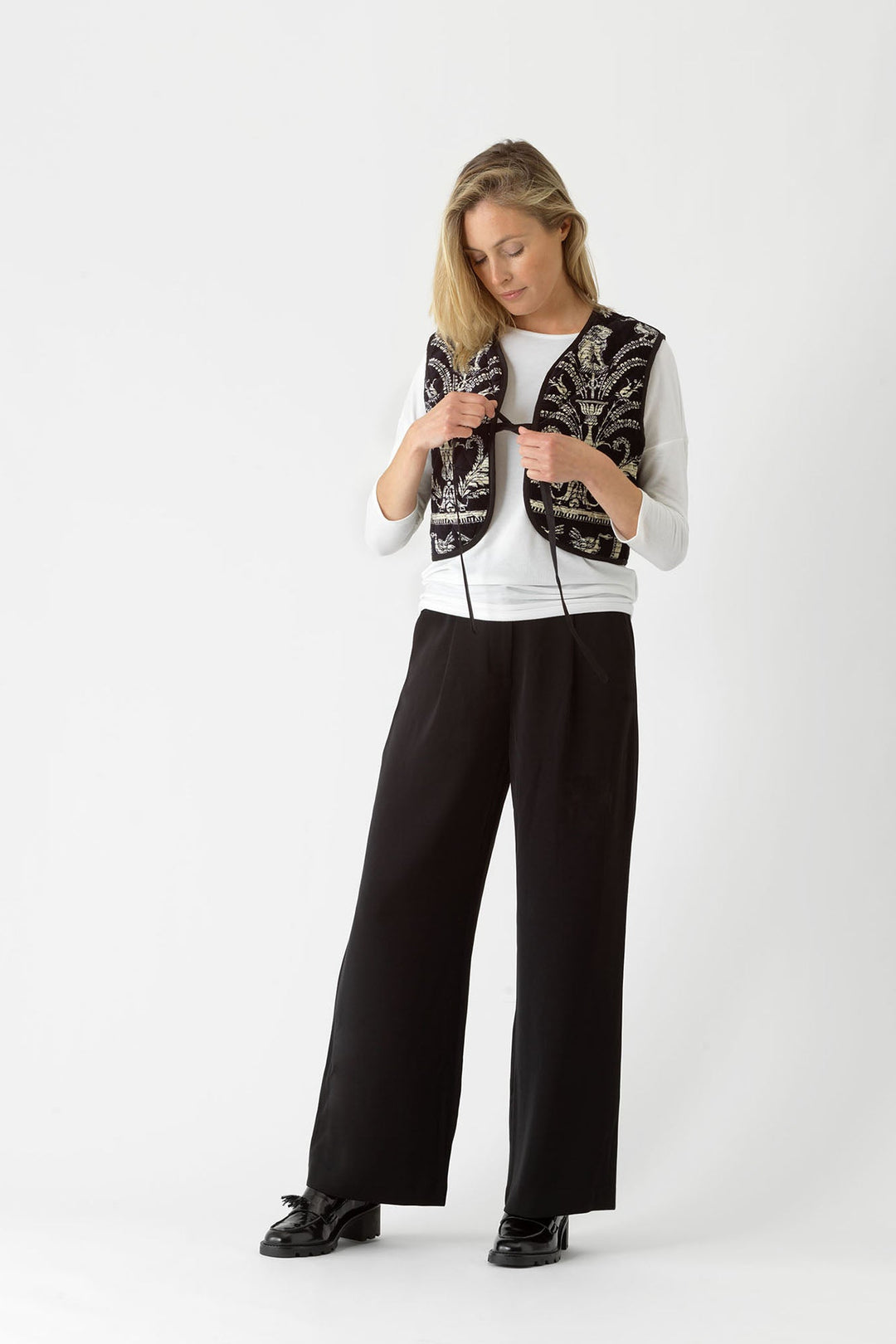 Vintage Damask Black Gilet