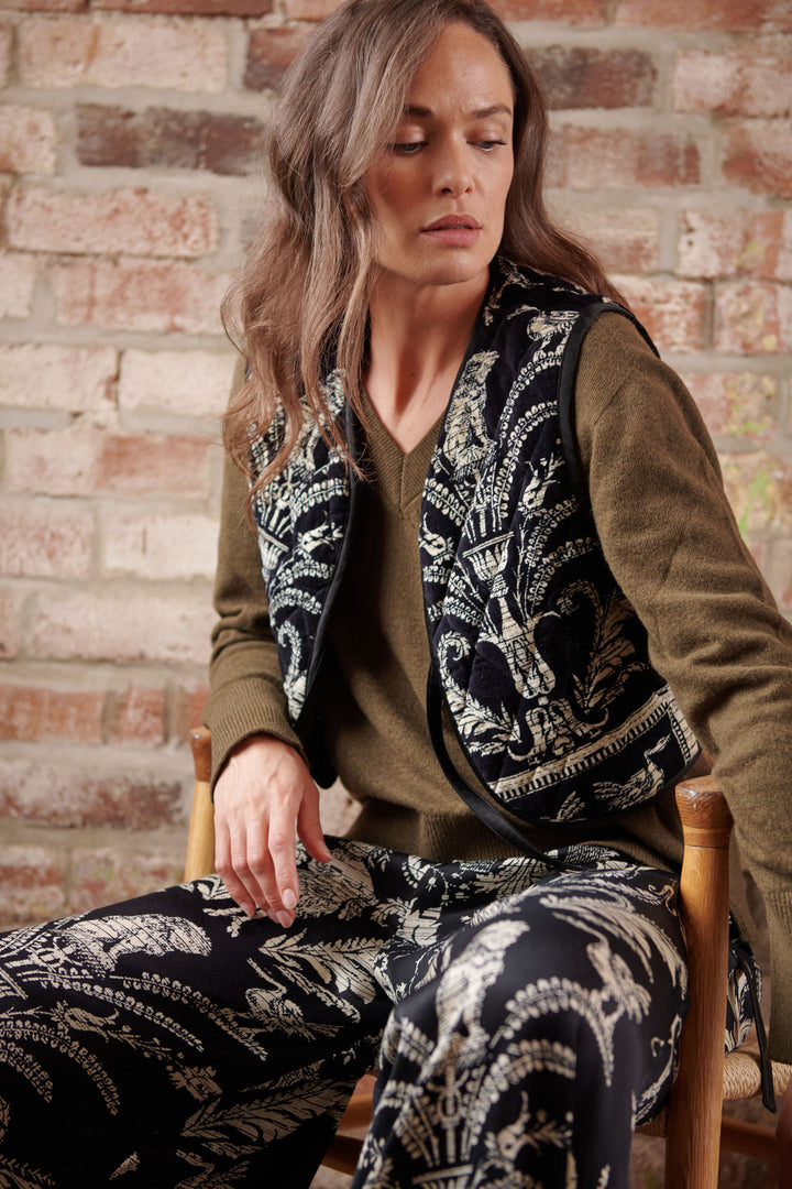 Vintage Damask Black Gilet