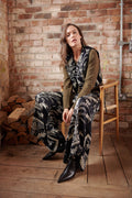 Vintage Damask Black Palazzo Pant