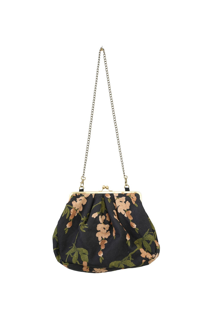 Wisteria Black Kiss Lock Clutch Bag